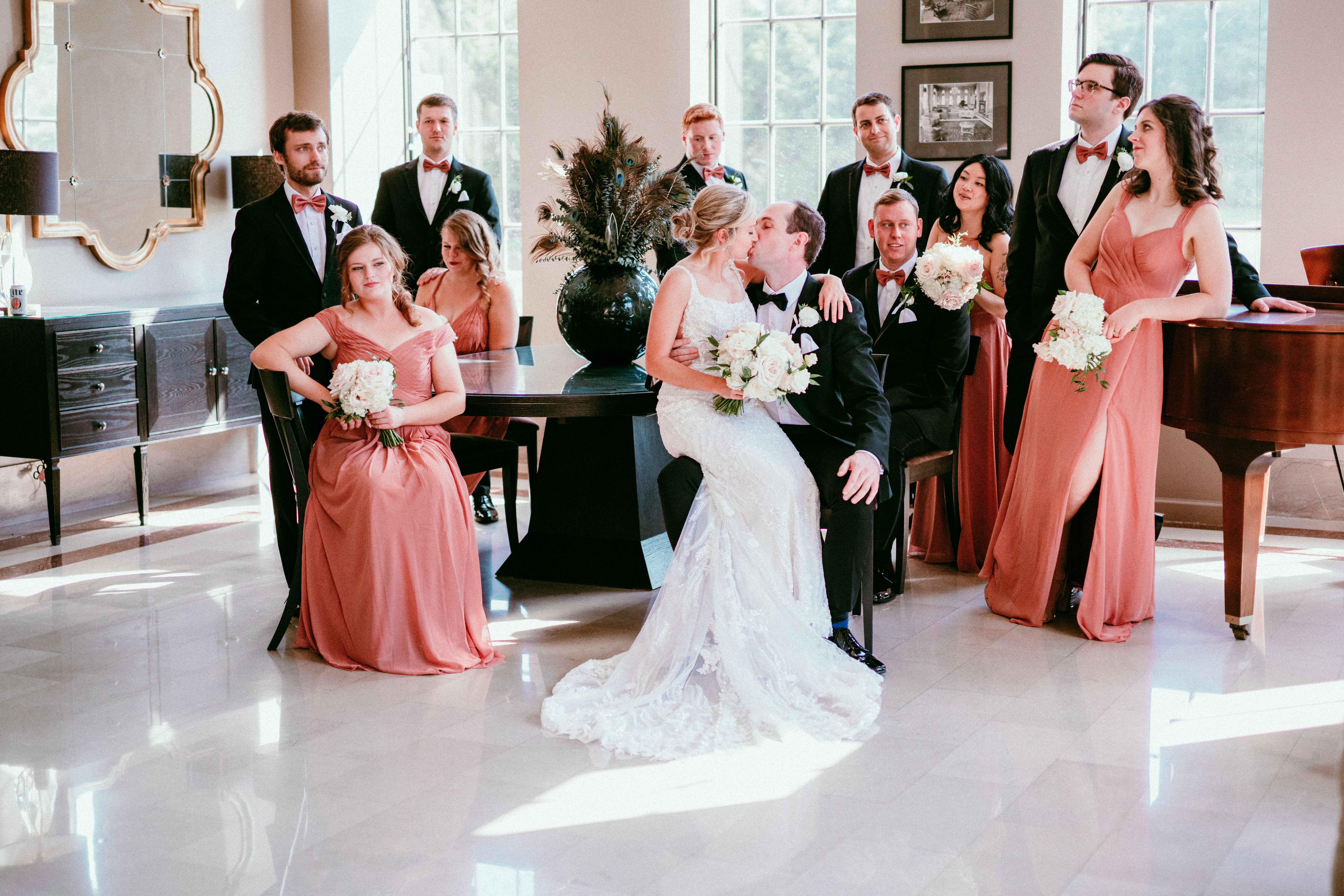 Lafayette Indiana wedding photography - joyful wedding party with bride and groom